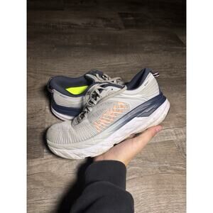 HOKA One One Bondi 7 Running Shoes Gray/Orange Size 8.5 W